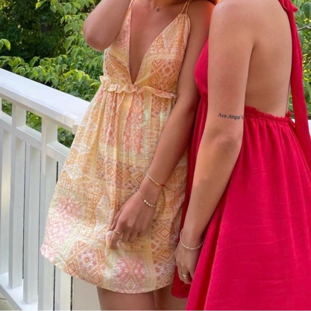 Boho Patterned Dress with Strappy Back